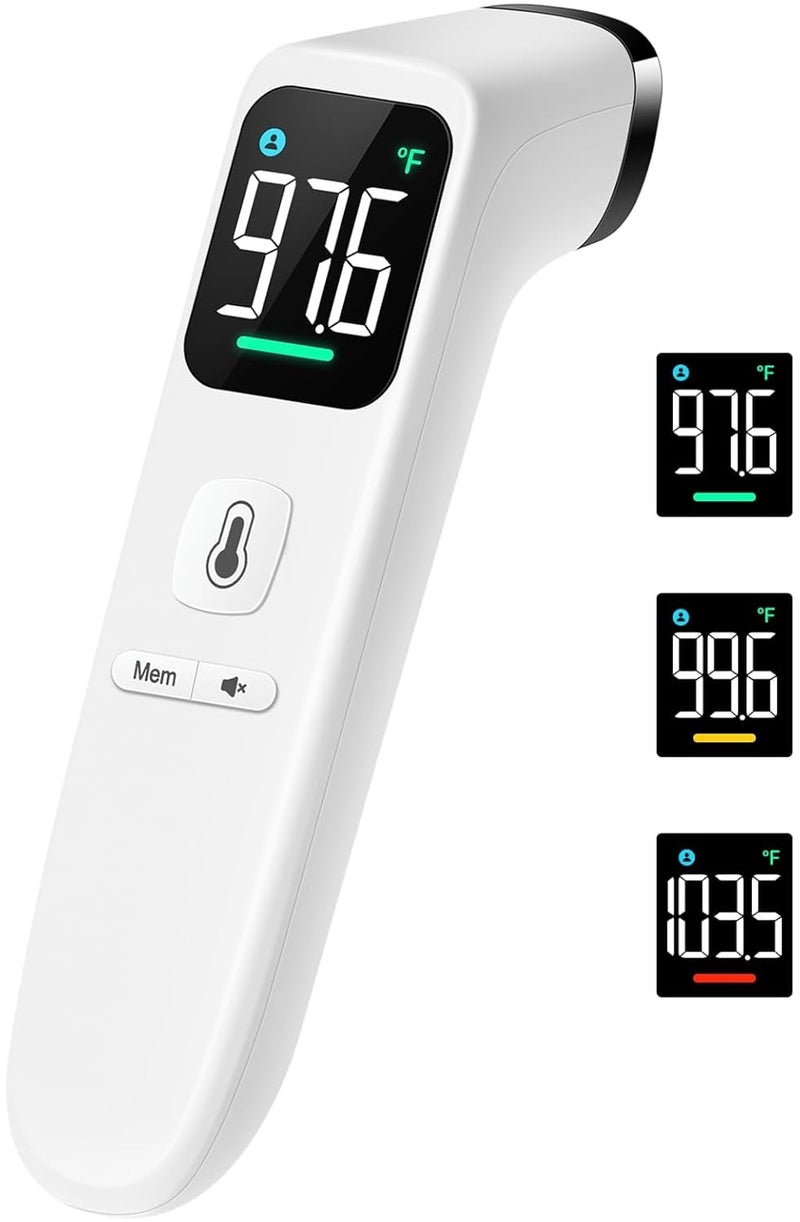 Viproud Touchless Thermometer for Adults and Kids, Fast Accurate Thermometer with Fever Alarm, 1S Reading & Silent Mode (LED-White) - Image 1
